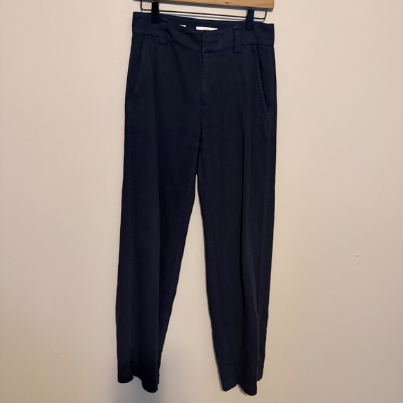 Vince Pants - Vince linen cotton trouser navy blue 0 minimalist office clean girl preppy